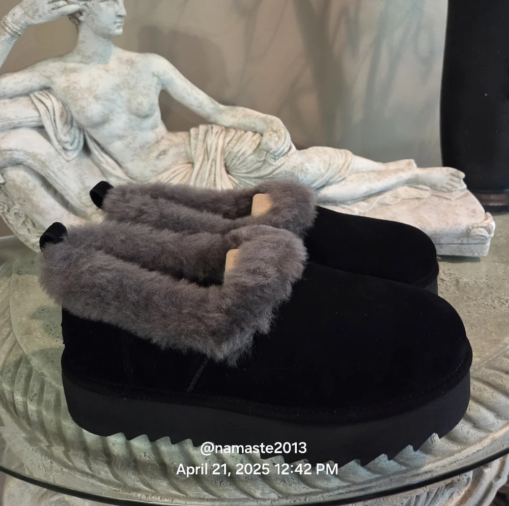 Ugg Nita Platform Suede Indoor Outdoor Slipper Designer Wool Blend #171 - Picture 9 of 16